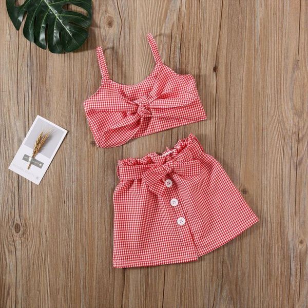 

baby childrens 1 6years summer toddler kids girl plaid crop mini skirt dress outfits clothes for children, White