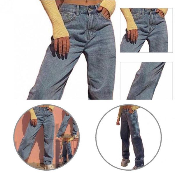 

women's jeans straight hip hop style women wide leg denim pants daily wear, Blue