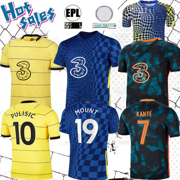 

werner pulisic soccer jerseys ziyech james 2021 2022 havertz football shirt 20 21 22 abraham kante chiilwell mens long jersey mount training, Black;yellow