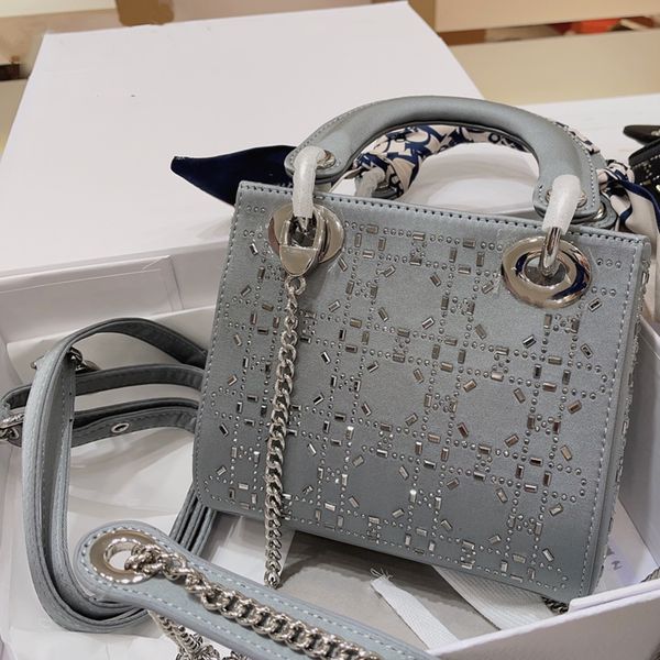 

designer shoulder bags totes mini bag cross body leather fashion handbag silver chain 2 different colors