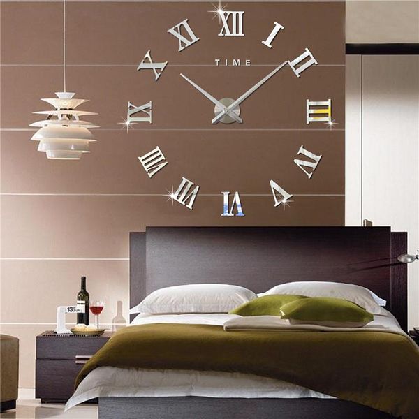 

wall clocks 3d clock mirror roman numbers stickers diy digital for home art living room office decoration