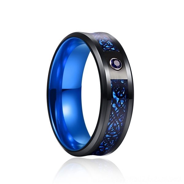 

h9El titanium titanium ringred purple green two color band rings dragon pattern dragon piece luminous tungn gold tungn steel stainless ste, Silver