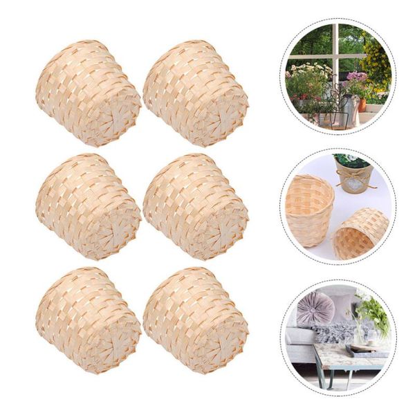 

storage baskets 6pcs bamboo woven large decorative deskbasket sundries organizer