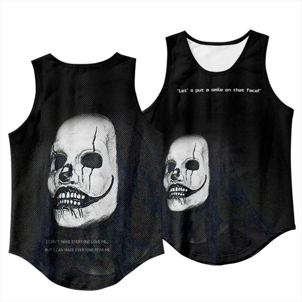 

male casual stringer singlet black skull print vest bodybuilding tank men gyms fitness workout sleeveless shirt clothin, White;black