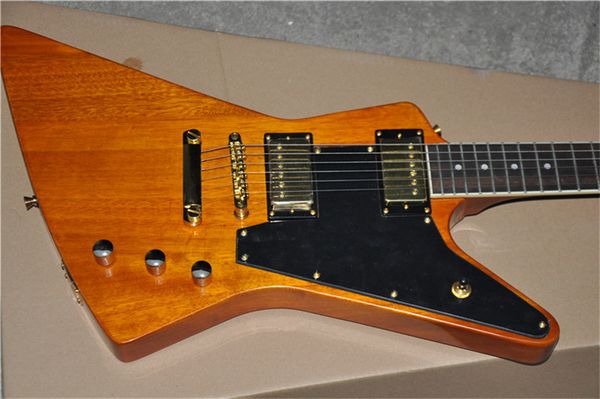 

electric guitar explorer natural wood guitar