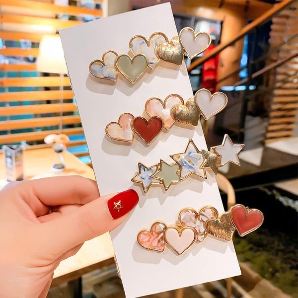 

korean fashion colorful star heart alloy hair clip for women trendy girl berrettes geometric accessories hairgrip