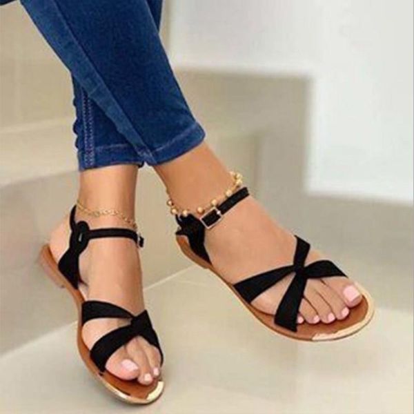 

summer sandals women flat shoes peep-toe sandalias roman woman casual ladies flip flops footwear c081, Black