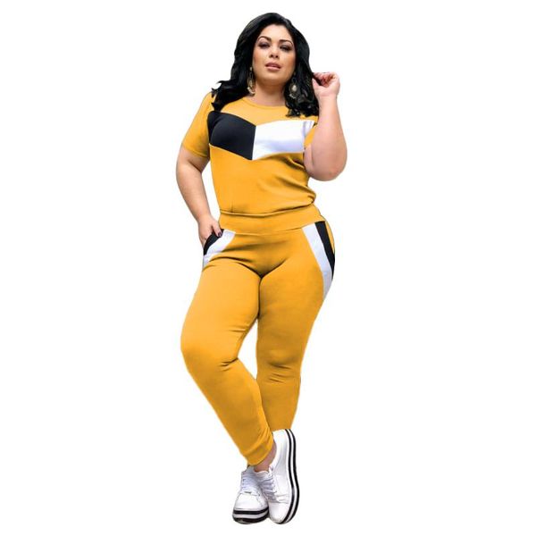 

plus size tracksuits 5xl short sleeve t-shirt and pants suit two piece set women's clothing matching tracksuit sports sweatpants wear, Black
