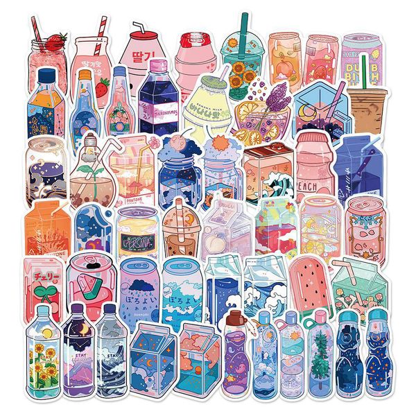 

car sticker 10/50pcs ins style vsco aesthetic drink stickers for lapphone case luggage wall kids girl gift cartoon vinyl graffiti decals