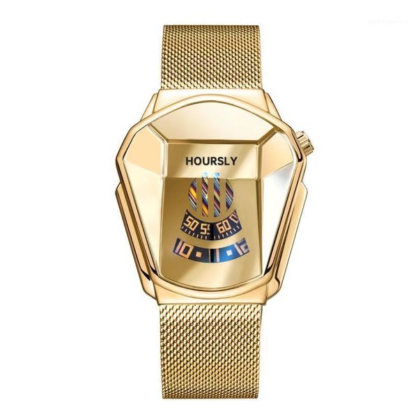 

wristwatches relojes hombre 2021 hoursly stainless steel watch for men waterproof quartz casual male sport heren horloge fashio, Slivery;brown