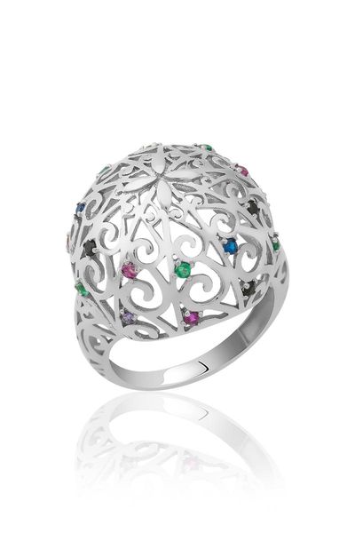 

cluster rings the pattern of clover cubic zirconia ring 20, Golden;silver