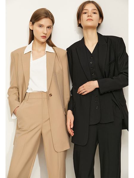 

women's tracksuits conjunto de blazer feminino , jaqueta minimalista da moda com botÃµes e calÃ§a, roupa feminina elegante, 12170408 065f, Gray
