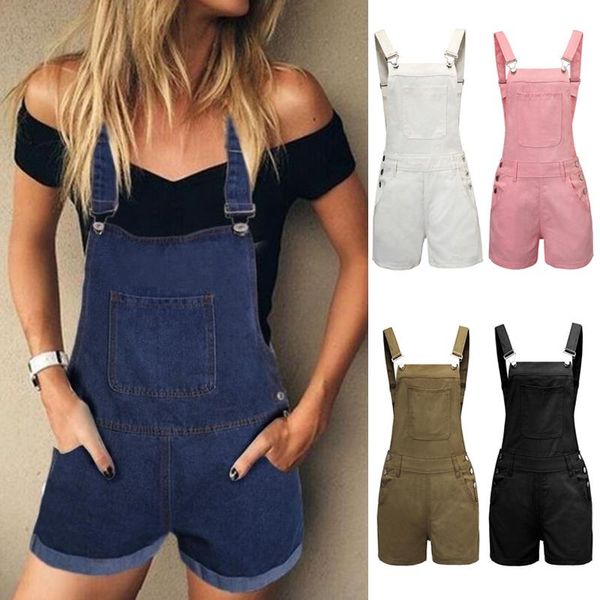 

jeans jumpsuit women loose summer women's denim bib pants casual plus size short woman jean strap pullovers jumpsuits & rompers, Black;white