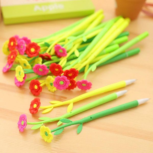 

gel pens 48 pcs cartoon flower black colored kawaii gift gel-ink for writing cute stationery office school supplies