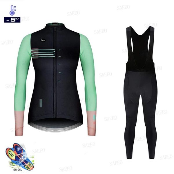 

racing sets woman cycling clothing fashion winter thermal fleece jersey set lady ropa ciclismo long sleeve mountain bike, Black;blue