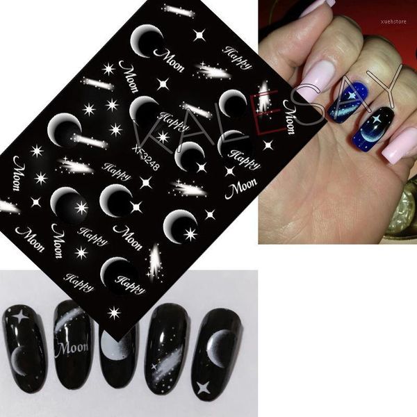 

fashion 3d nail art diy stickers decoration moon shadow sticker self-adhesive charm tips back glue for nails stars1, Black