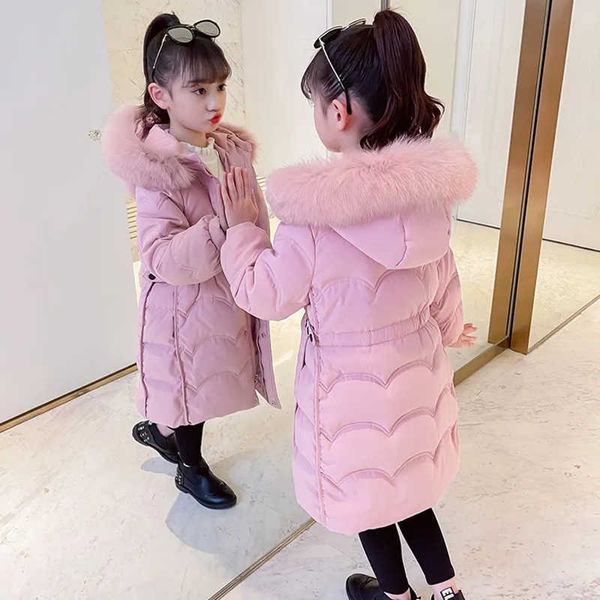 Girl Inverno Down Algodão Jacke Crianças Ao Ar Livre Quente Grosso Roupas Parka Children's Roupas Faux Pele Casaco com capuz Outerwear Snowsuit H0910