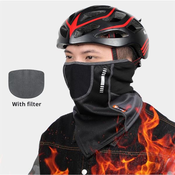 

winter fishing warm mask outdoor sports bandana scarf cycling hiking face cover neck gaiter bike half headband men caps & masks, Black