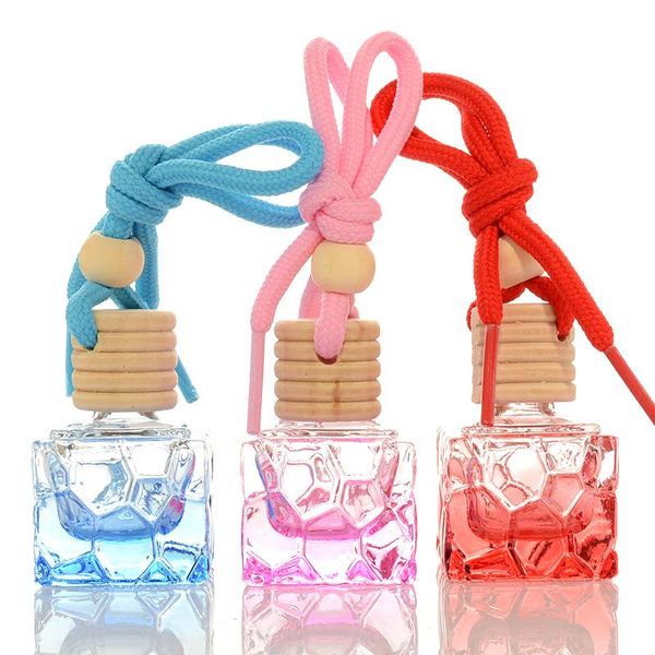 

storage bottles & jars 20 pcs perfume refillable bottle square glass diffuser wooden cover car pendant indoor suspension empty 8 ml aroma vi