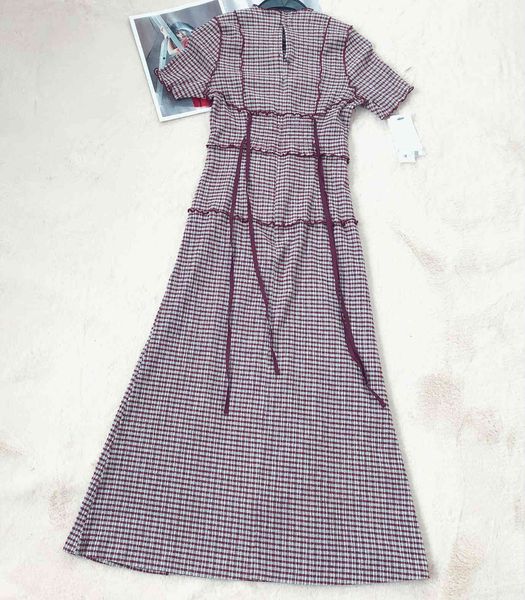 

neploe chic wooden ear patchwork pleated women dress 2021 spring summer drawstring vestidos new high waist plaid dresses 1h970, Black;gray