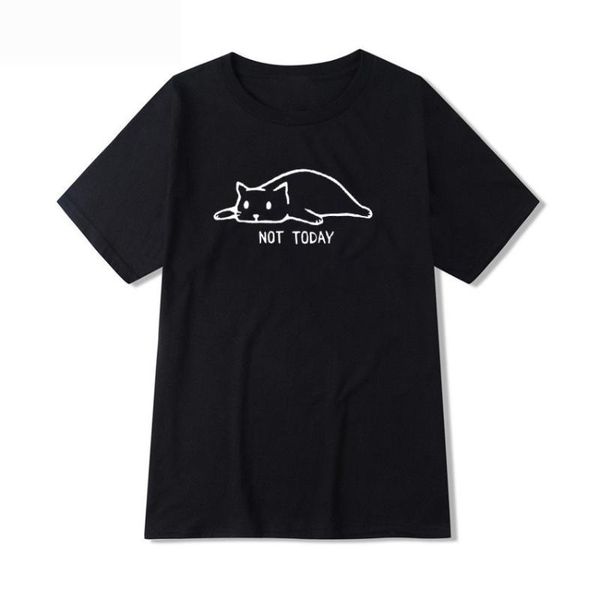 

men's t-shirts not today lazy cat funny t shirts men summer hip hop plus size short sleeve harajuku teeshirt homme casual couple cloth, White;black