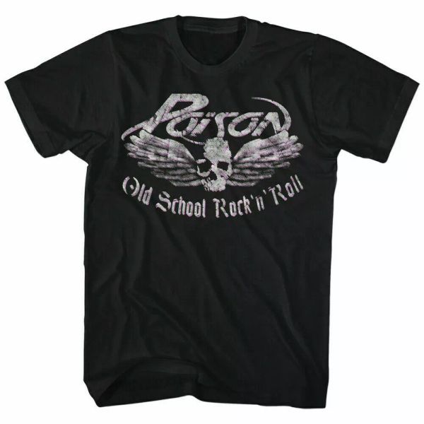 

poison old school rock n roll t shirt mens licensed band tee retro new black, White;black