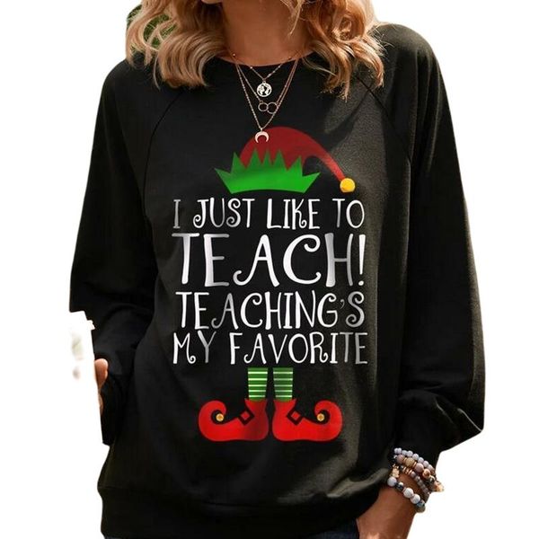 

women's t-shirt winter funny christmas o-neck long sleeve printing women hoodies casual solid color cartoon pullover loose sweatshirts, White