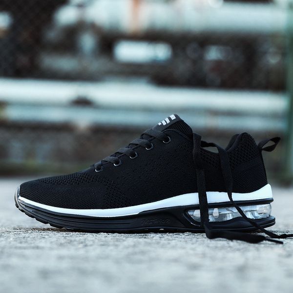 

large sports lovers running men's air cushion leisure flying woven sho, Black