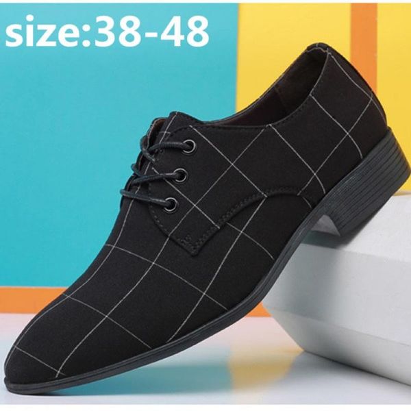 

men bussiness dress shoes plaid derby office lace up leather gentlemen oxford lightweight footwear big size 38-48, Black