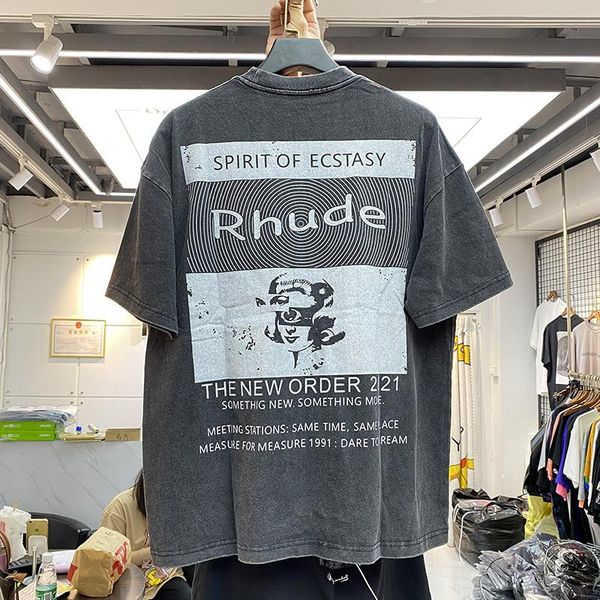 

men's t-shirts 2021 vintage tee double sided print nice washed short sleeve t shirt men women, White;black