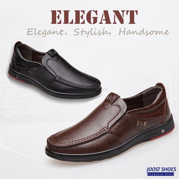 

men's leather shoes loafers elegant business father's gift, Black