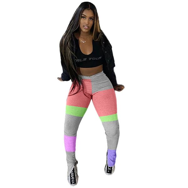 

streetwear joggers women pants korean style color contrast split flare pants high waist sweatpants stacked leggings wholesale, Black;white