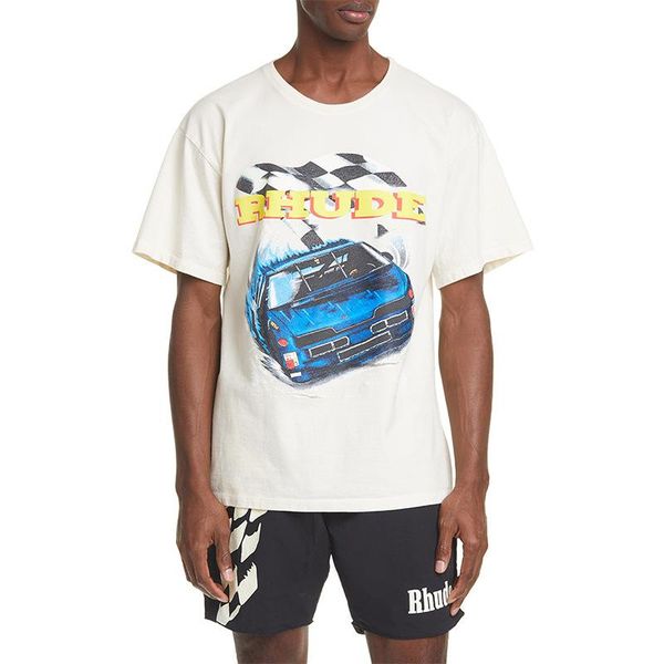 

men's t-shirts racing letter printing street hip-hop loose short-sleeved female couple t-shirt male bottoming shirt, White;black