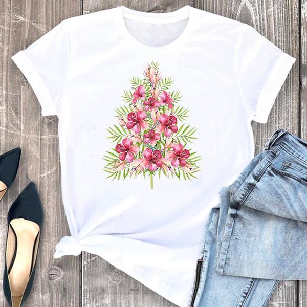 

women's t-shirt women clothes watercolor flower 2021 cute ladies cartoon fashion short sleeve summer print tshirt female tee graphic, White