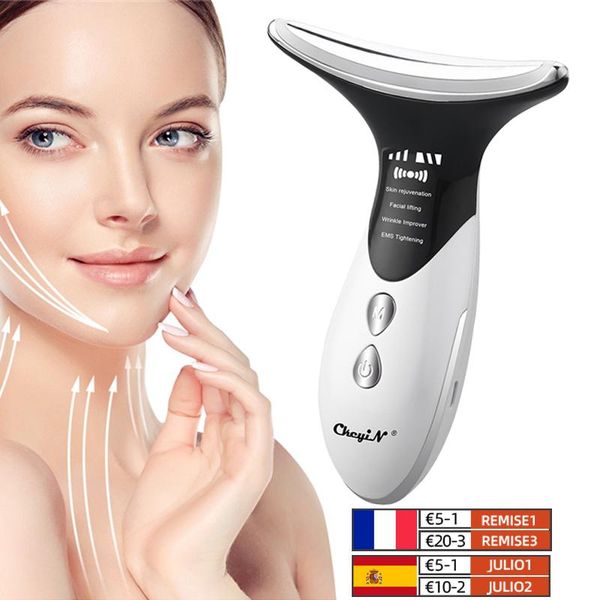 

cleaning ckeyin ultrasonic neck massager face lifting ems micro-currents anti wrinkles tightening facial pon therapy beauty instrument