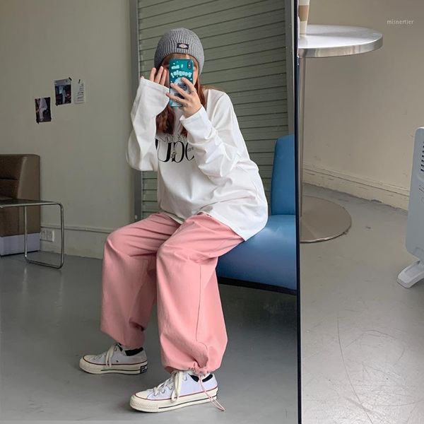 

women's pants & capris legged casual korean version loose vertical wide leg white student, Black;white