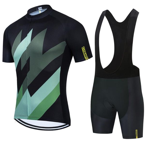 

racing sets 2021 cycearth cycling jersey set dress bicycle clothing riding clothes bicicleta short sleeve man maillot ropa ciclismo, Black;blue