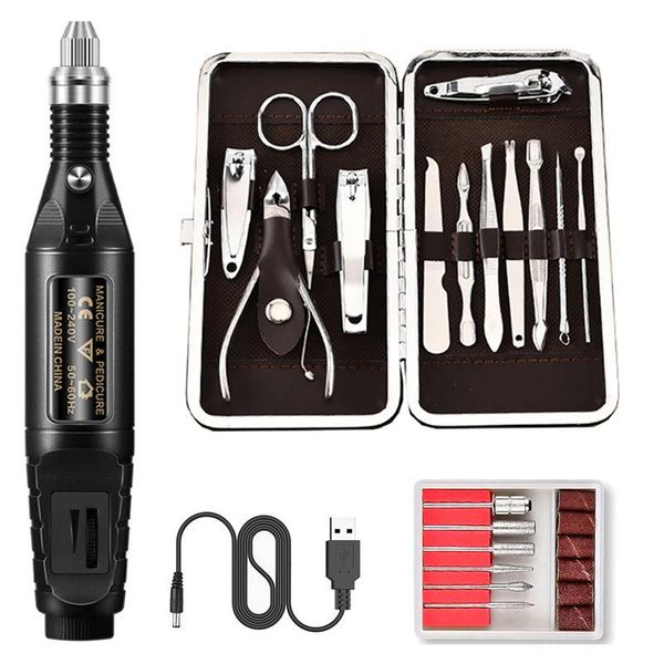 

nail art kits 26pcs/set usb electric drill machine kit polish pen grinding clipper sanding buffer file manicure