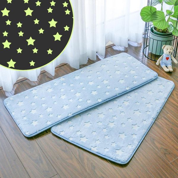 

flannel glow in dark mat super soft for kids children no harm footmat 2 size 4 colors sponge backing pve non-slip bathmat bath mats