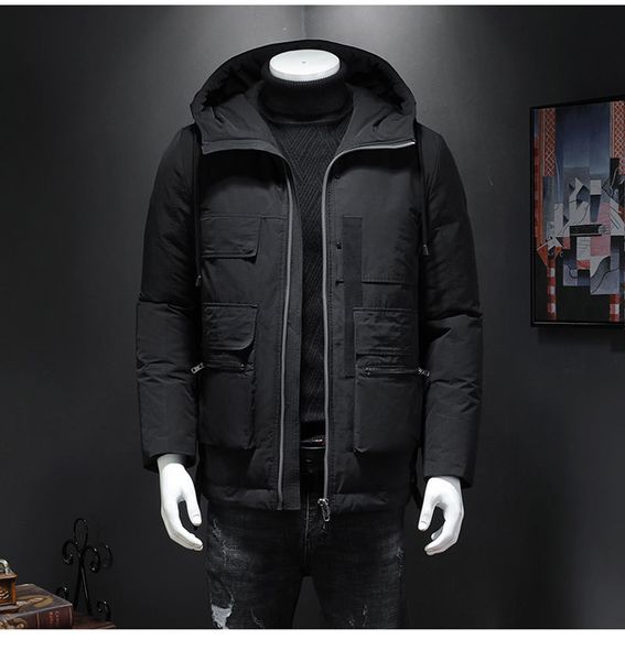 

downs men's hooded winter mid-length clothing warm casual black coat jacket