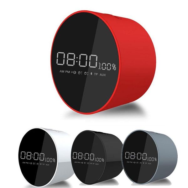 

other clocks & accessories mini wireless bluetooth speakers alarm clock deskhousehold office round mirror digital usb charge