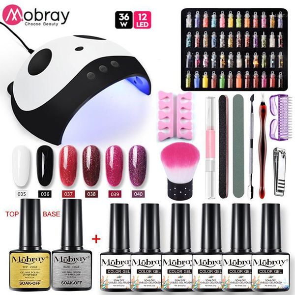 

manicure set 54w uv led lamp dryer with 6/4 pcs nail gel polish kit varnish electric drill sets art tools1