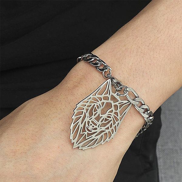 

bangle personalized stainless steel wolf bracelet, Black