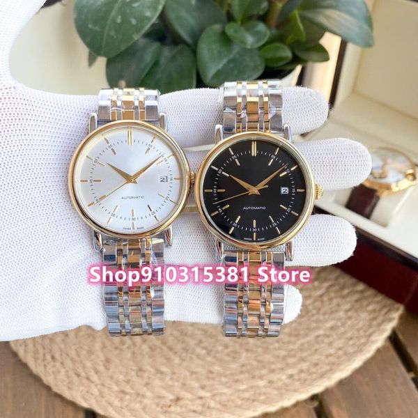 

wristwatches classic men automatic mechanical number watch stainless steel sport date watches male gold silver black dials waterproof 40mm, Slivery;brown