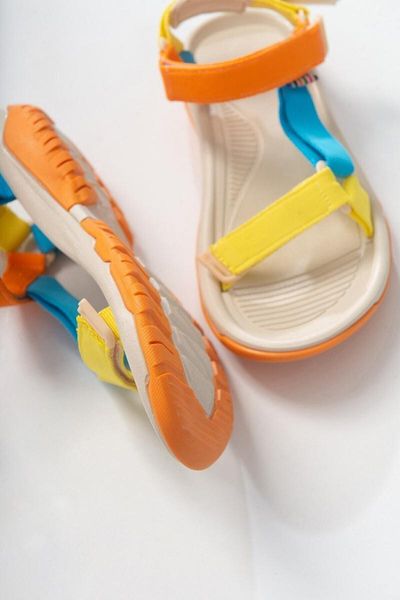 

sandals yellow orange blue flat bottom, Black
