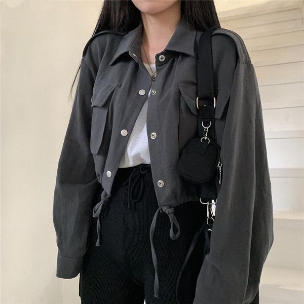 

women's jackets 2021 fall autumn short coat outerwear cute sweet preppy korea japan style retro vintage women crop single breasted, Black;brown