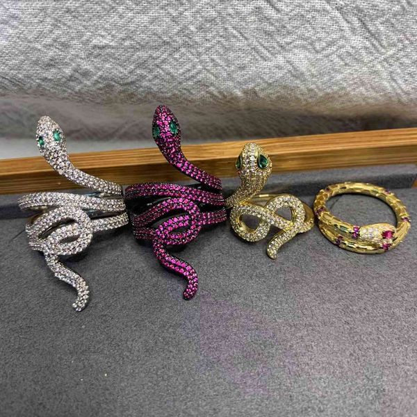 

family a's spirit snake red corundum diamond ring female gold double straight, Silver