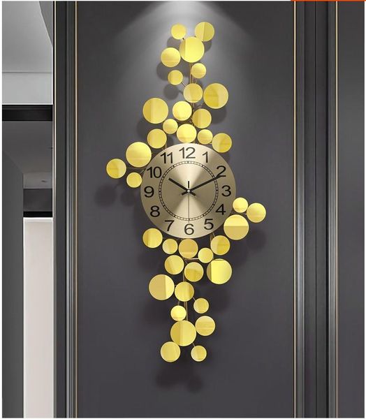 

american 3d wrought iron gold leaf wall clocks accessories lobby mute clock mural crafts home livingroom sticker decor