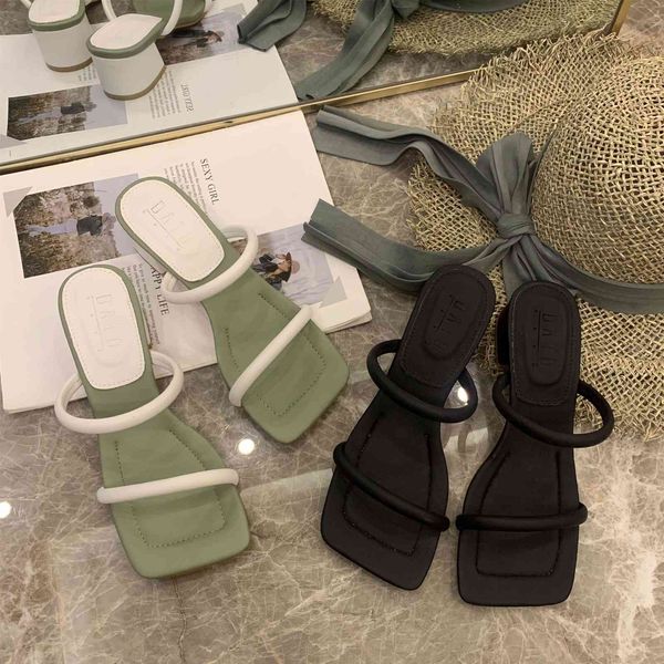 

dress shoes lmcavi sun sandÃ¡lias femininas de verÃ£o, com novo estilo, bico quadrado, fivela salto mÃ©dio francesa nu, alÃ§a fina para gato, eh, Black