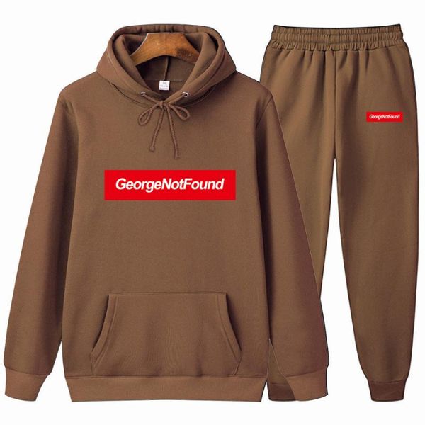 

men's hoodies & sweatshirts brand autumn georgenotfound letter printed hoodies+pants men casual sweatshirt sportswear male fleece hoode, Black